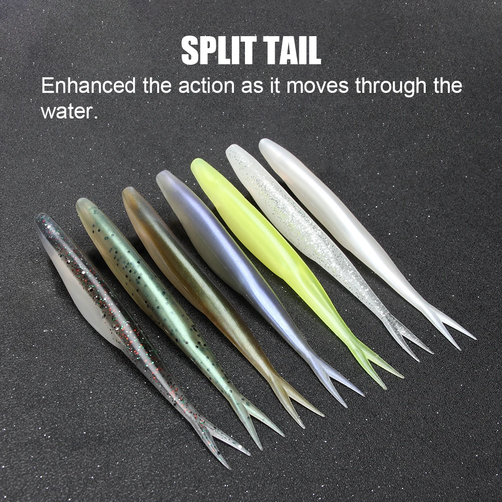 Spinpoler Jerk Minnow cebo suave señuelo de pesca cola ligeramente dividida 5 "Baitfish silicona Artificial Swimbait aparejos de pesca equipados - imagen 5