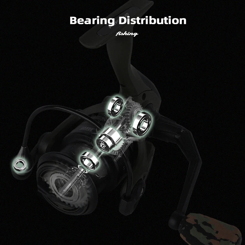 MIFINE ARMY-Carrete de pesca de carpa, carrete giratorio para lubina, agua salada y agua dulce, arrastre máximo de 6kg, 5 + 1BB, 5,1: 1 - imagen 4