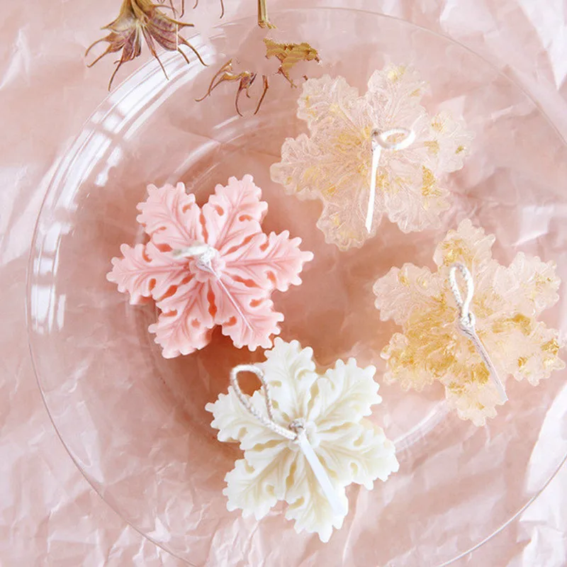 Molde de copo de nieve de silicona para Navidad, vela, jabón, bricolaje, aromaterapia, vela de escayola, molde decorativo, herramientas para hacer dulces y Chocolate - imagen 2