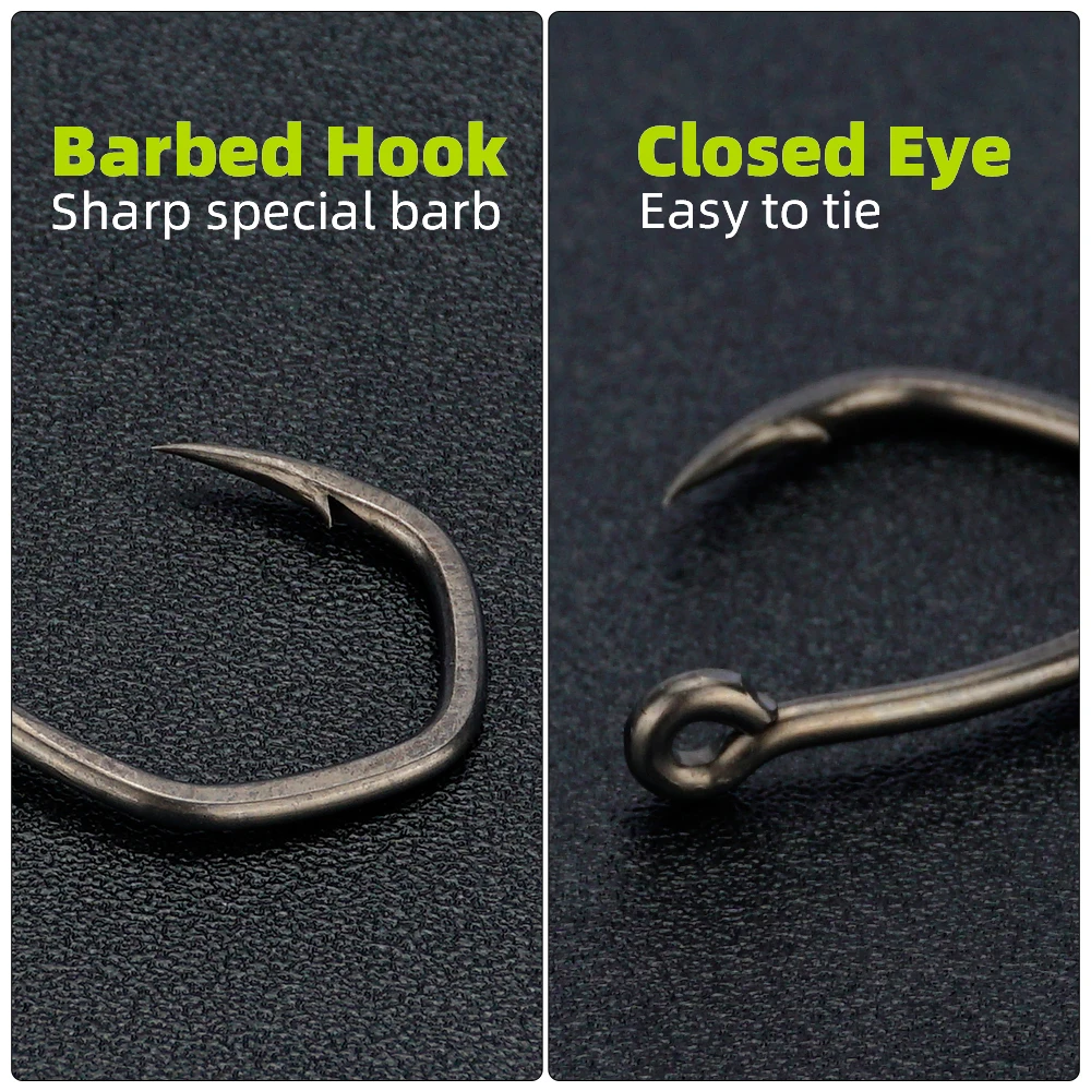 Hirisi 50 Uds. Anzuelo de pesca Micro púas de acero inoxidable con revestimiento de PTFE con ojo 8033 accesorios de pesca caja empalmable - imagen 3