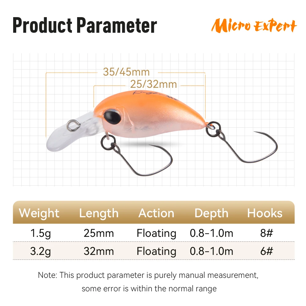 Kingdom Micro Expert Minnow señuelo de pesca flotante 1,5g 25mm 3,2g 32mm Topwater Chubby Artificial duro cebo de pesca manivela trucha - imagen 3