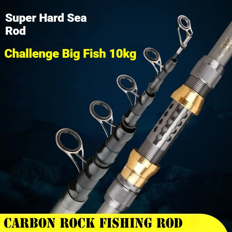 Caña de fundición de Surf de carbono ultradura con asiento de carrete totalmente metálico móvil para pesca en agua salada de larga distancia, caña de roca telescópica - imagen 5