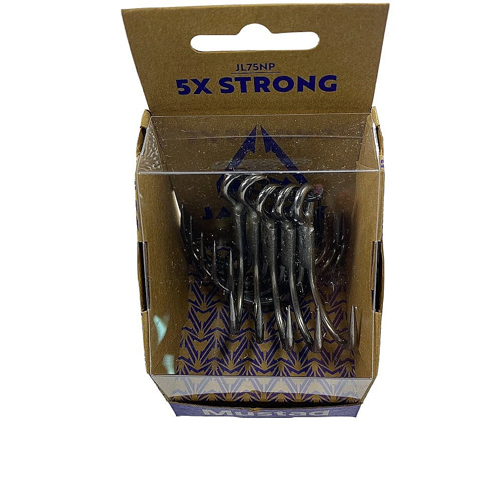Mustad JL75NP Jaw Lok en línea 5X fuerte juego grande señuelo de agua salada anzuelo de pesca triple - imagen 2