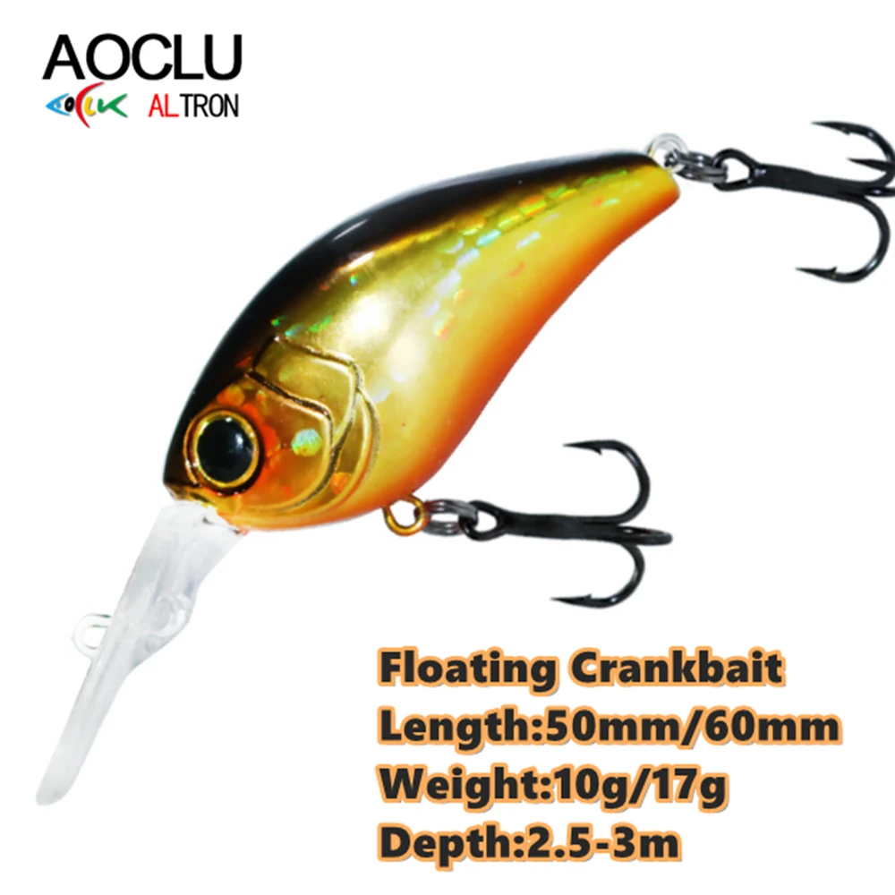 AOCLU señuelo de pesca flotante Minnow, 50mm, 10g, 60mm, 17g, cebo duro, manivela, profundidad de buzo profundo, 2,5-3m, anzuelo de fundición larga, aparejos de calidad - imagen 2