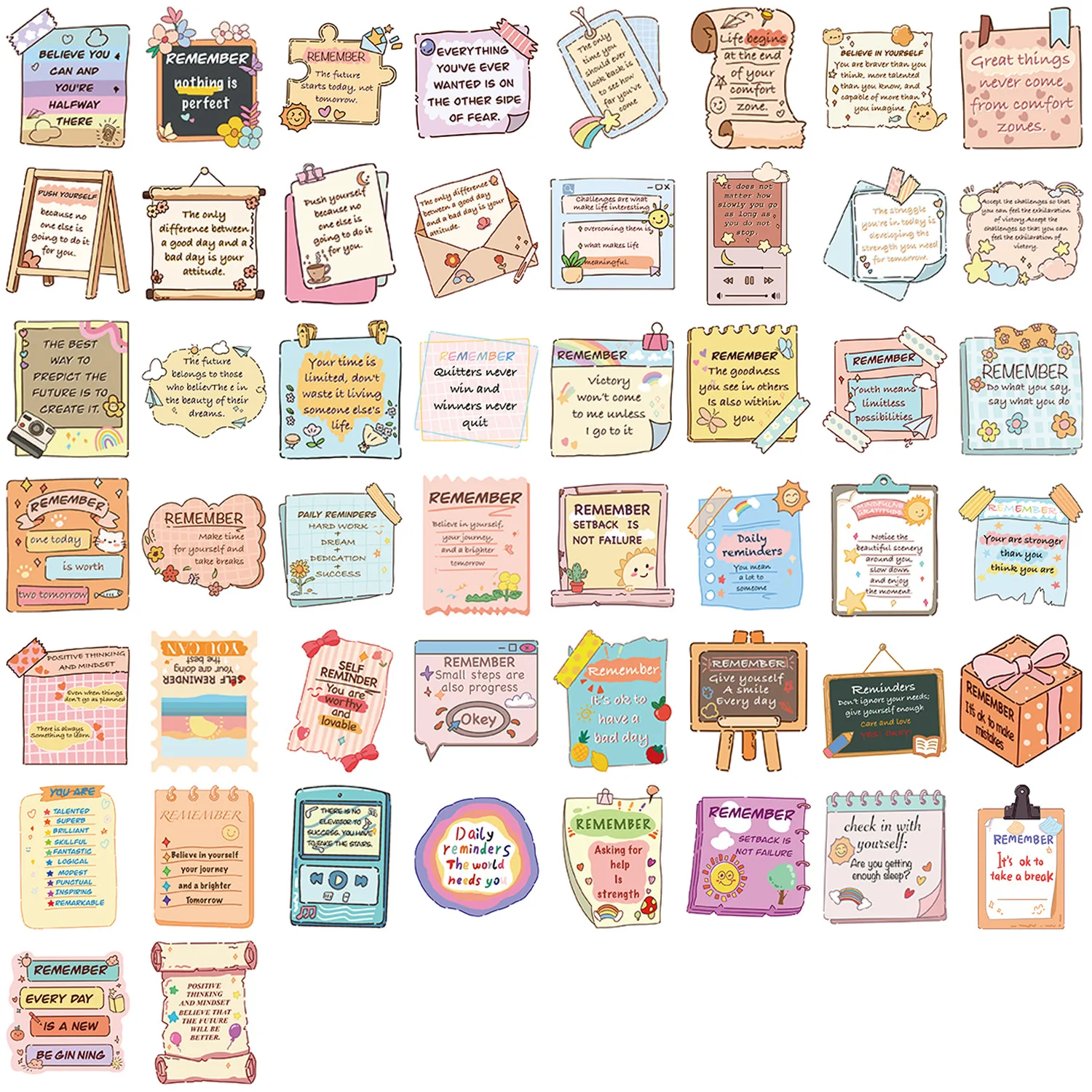 50 Uds pegatinas de grafiti inspiradoras motivacionales DIY teléfono guitarra portátil maleta taza pegatinas impermeables - imagen 3