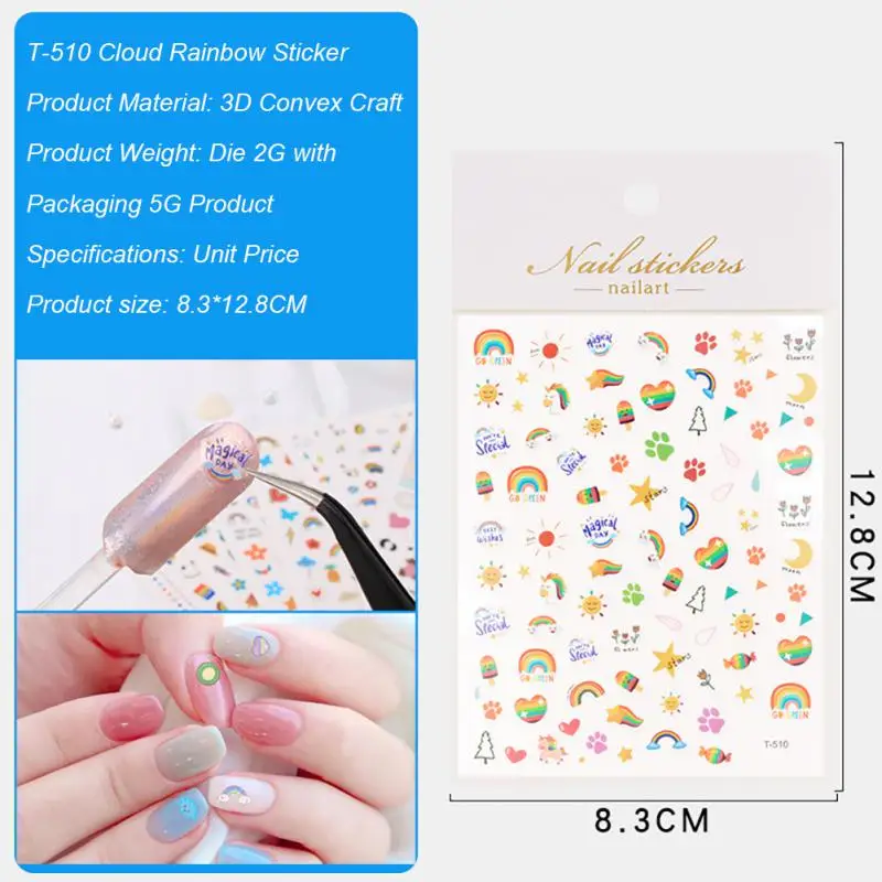 Pegatina de arcoíris para decoración de uñas, 3D pegatina de estilo japonés, variedad creativa, arte decorativo, TSLM1 - imagen 4