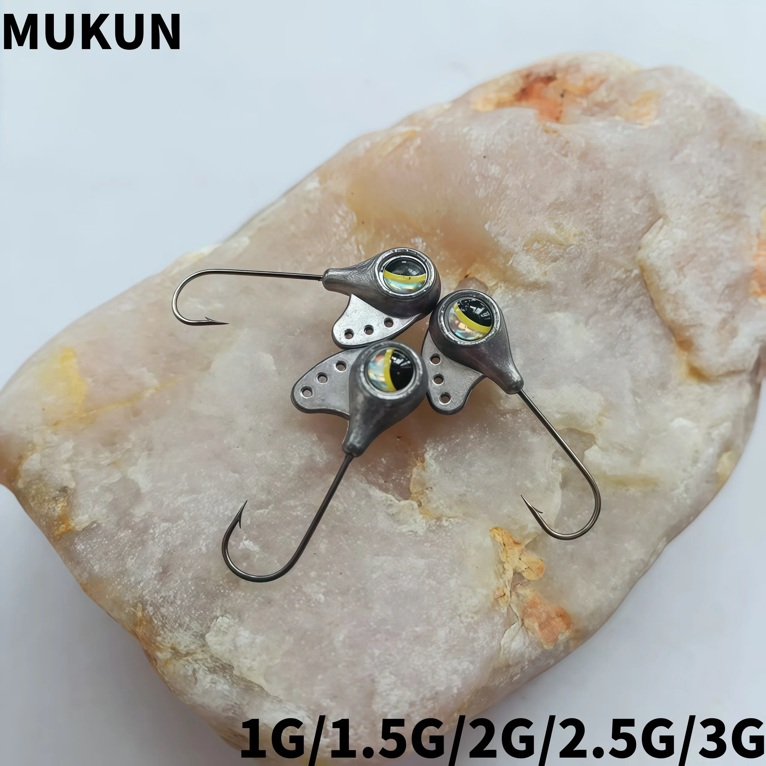 MUKUN 10 Uds juego de luz AJING anzuelos de pesca 1g 1,5g 2g 2,5g 3g para cebo Rockfish Finesse Jig Head anzuelo de gusano - imagen 2