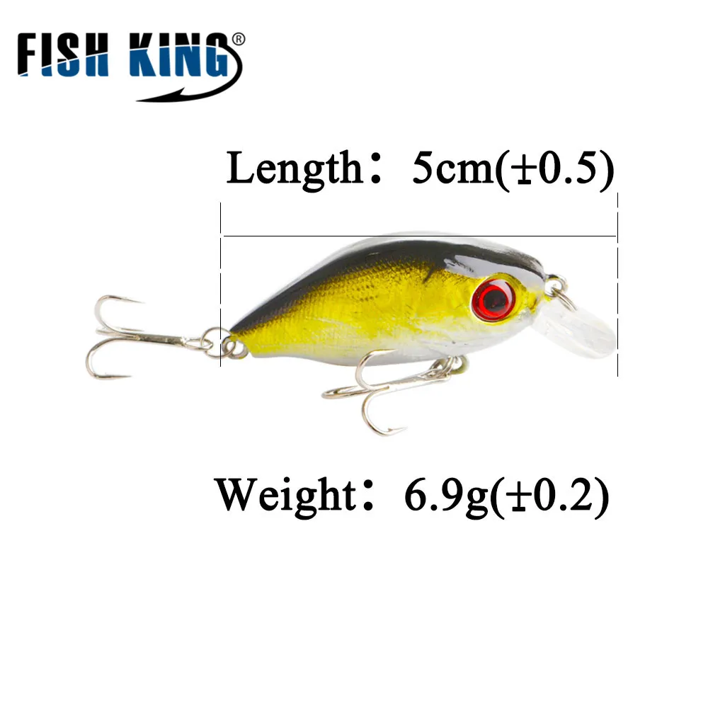 FISH KING-señuelo de pesca de 6,9g, cebo duro de manivela de 5cm, ojo 3D falso, Crankbait, lubina, Swimbait, cebo Artificial, accesorios de pesca - imagen 4