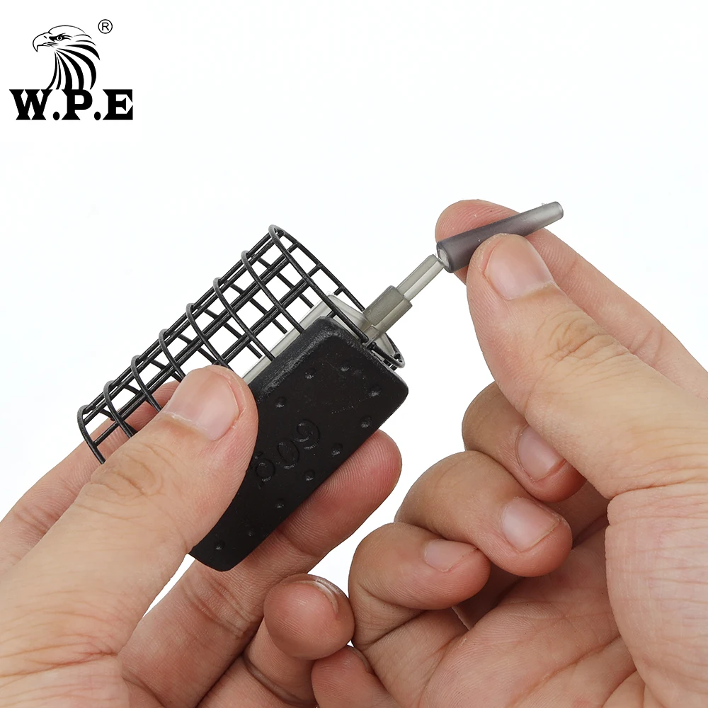 W.P.E 1 Uds. Alimentador de método de pesca de carpa 60g/70g/80g/100g/120g jaula de alambre de acero cebo Europa carpa pez aparejo de pelo alimentador pesca de carpa - imagen 5