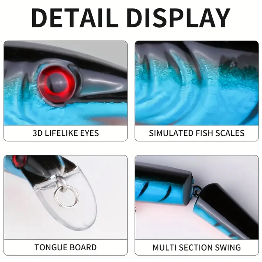 5 unids/caja Crankbaits de varias secciones Señuelos de Pesca Swimbait cebos duros Wobblers artificiales para Lucio Trolling aparejos de pesca de carpa - imagen 5