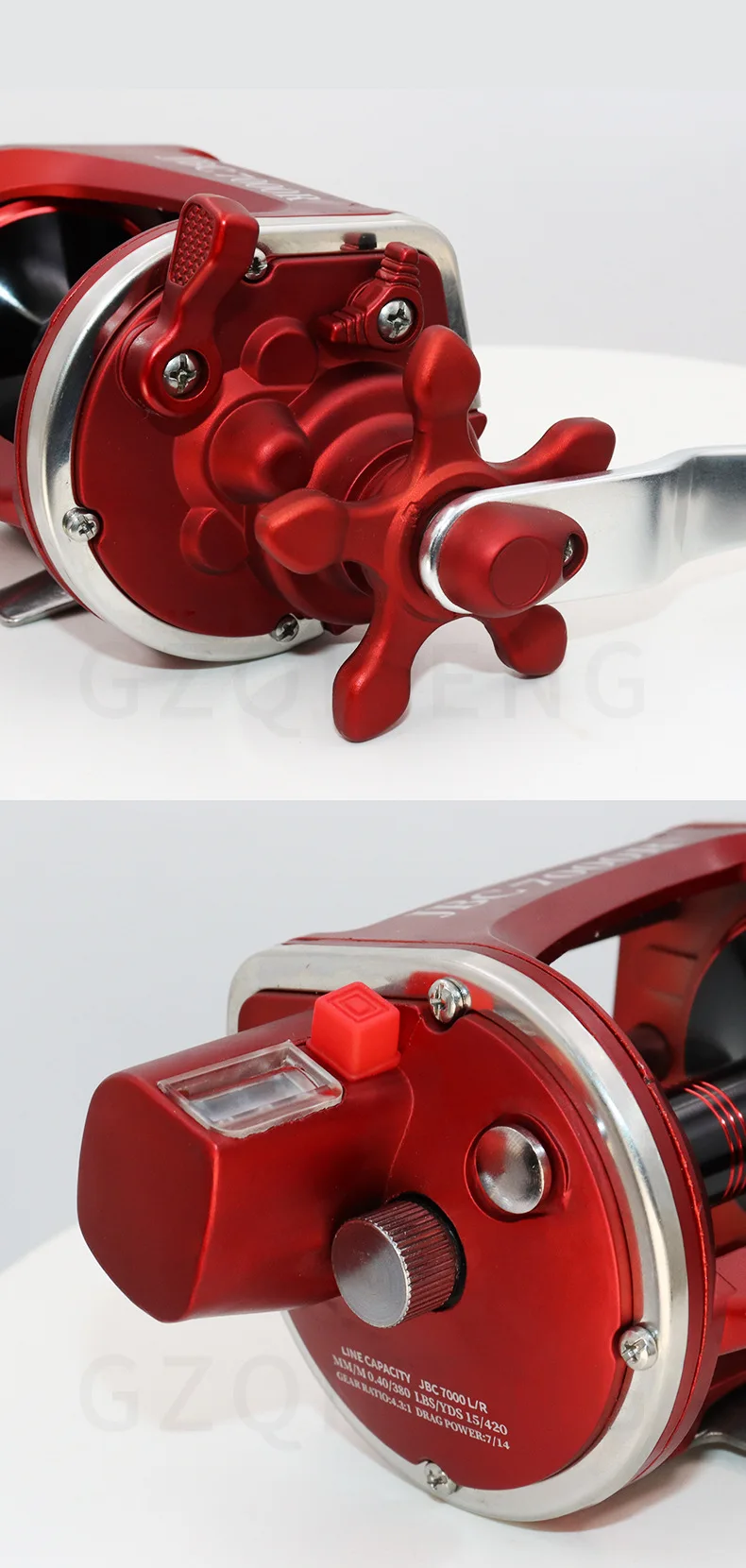 Un carrete de pesca roja de alta calidad con un diseño duradero y características avanzadas