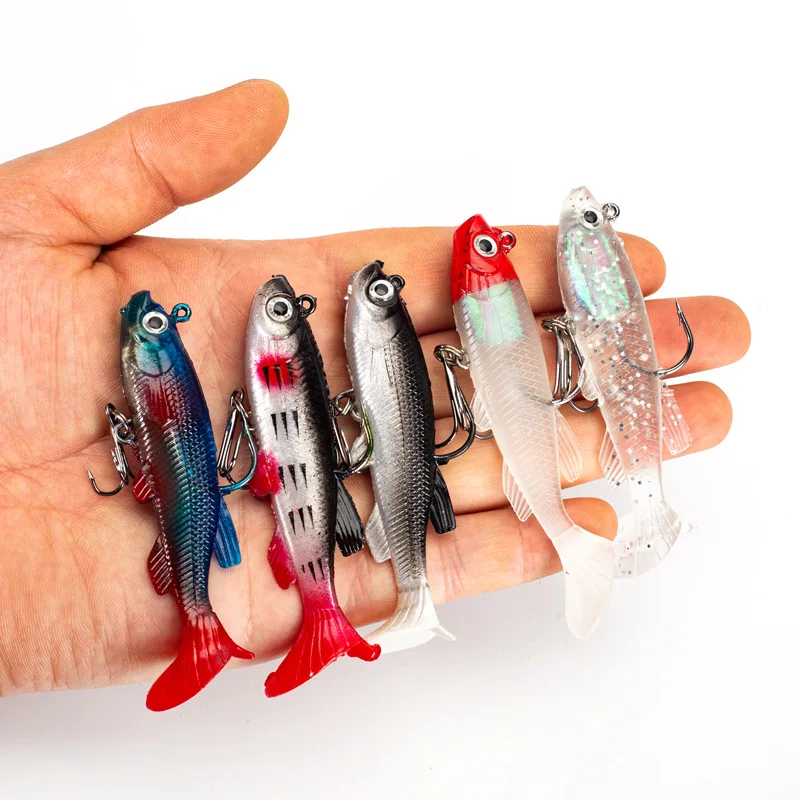 Señuelo de pesca con plantilla, 13g, 8,5 cm, Swimbait Artificial que se hunde, cola en T rizada, cabeza de plantilla, cebo suave, productos de goma para pesca de Lucio, 1 Uds. - imagen 3