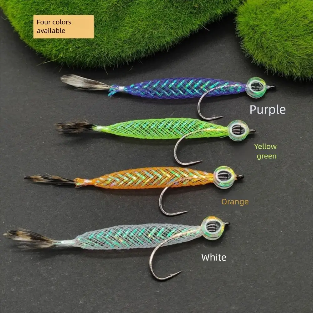 Señuelos de pesca con ojos de pez 3D, 4 Uds., gusano, trucha, hundimiento rápido, Mylar, pececillo, moscas, tubo Flash, ojos 3D, tubo Flash, señuelos realistas - imagen 5