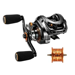 Carretes de pesca GKA200, carrete de cebo de freno magnético, carrete de cebo de 9KG Max 6 + 1 BB Drag Clicker Sound, carrete de Baitcaster