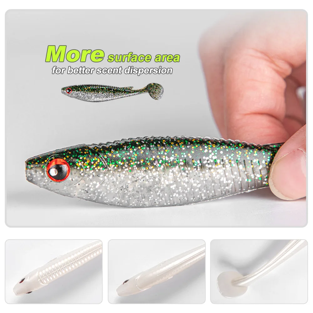 Noeby Shad-señuelo suave de silicona, 11,5 cm, 13,6g, Wobbler Swimbait, Jig Head, cebo Artificial suave para Lucio, perca, depredador, Señuelos de Pesca - imagen 4