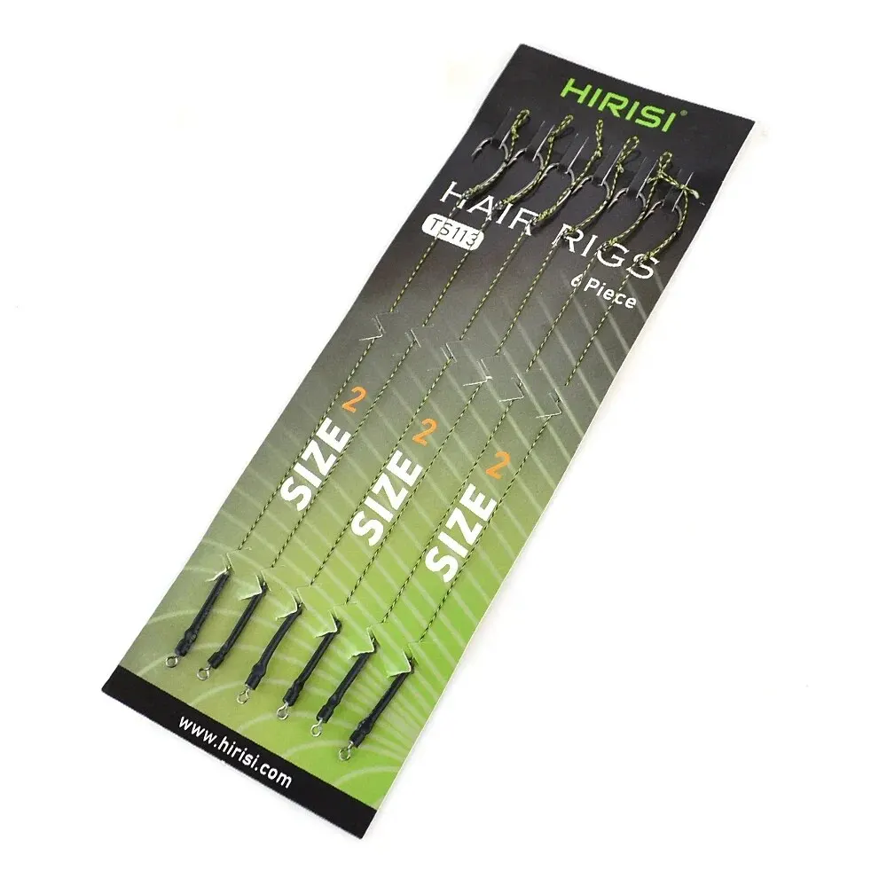 Hirisi-accesorios de pesca de carpa, 6 uds., aparejo para el pelo, juego de anzuelos de pesca listos, aparejo atado con sedal, anzuelo Boilie TS113 - imagen 3