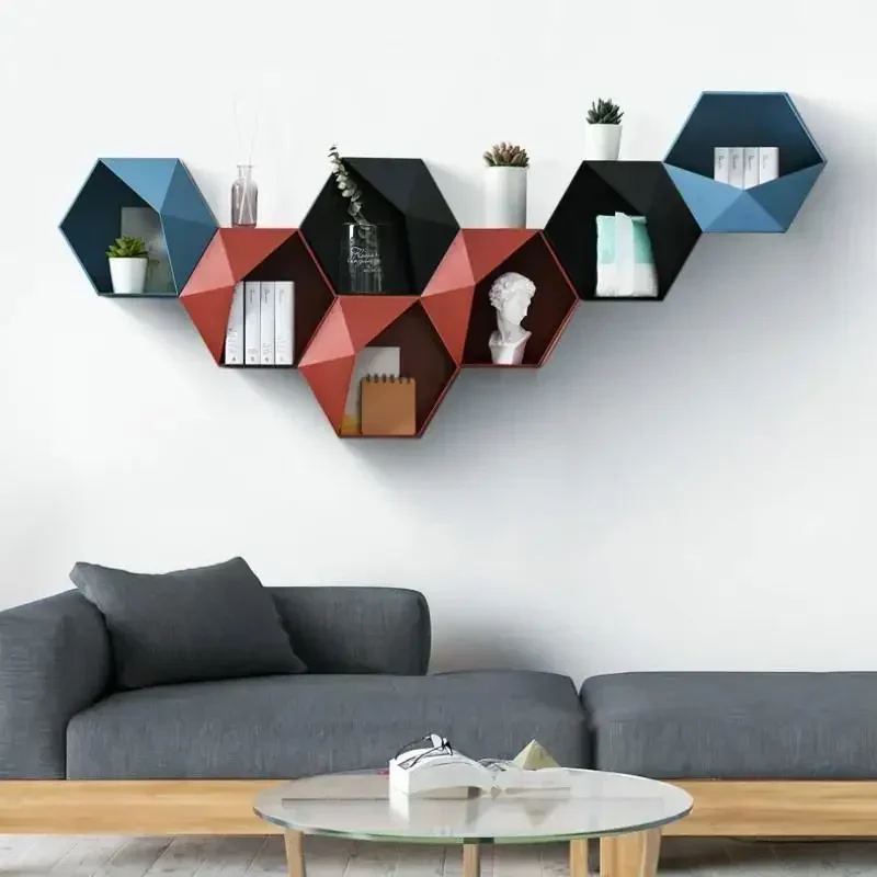 Estante de pared hexagonal de madera estilo nórdico para decoración - imagen 5