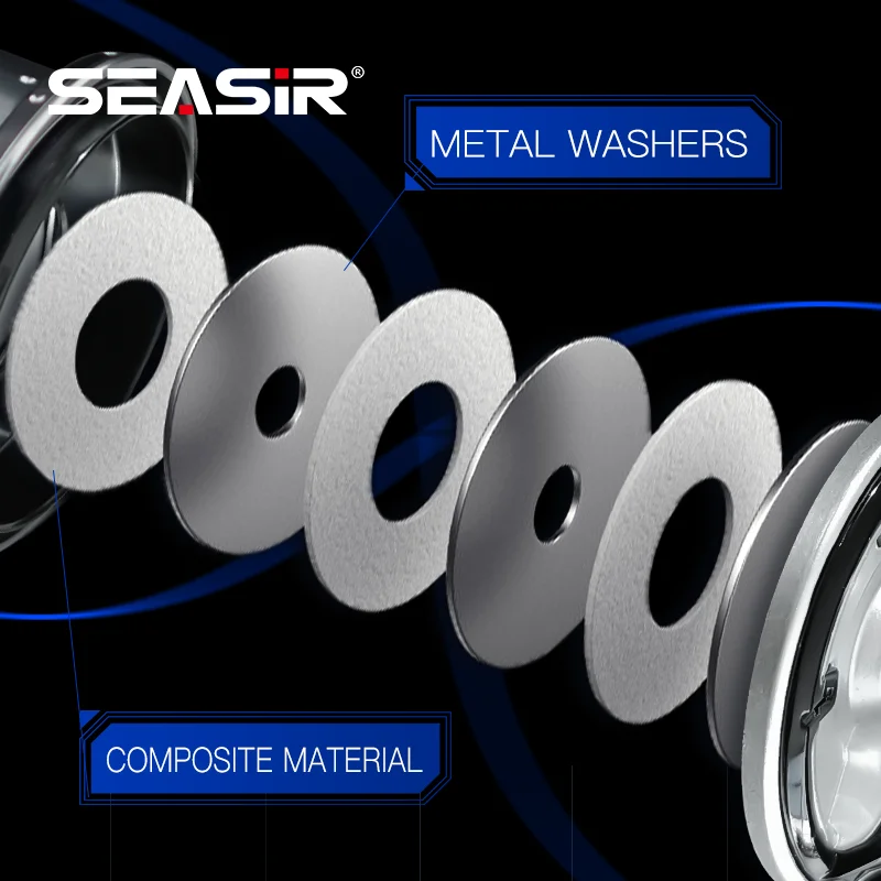 Seasir Cyberron-carrete de spinning con mango de potencia, 5 + 1Bb, arrastre de 13kg, resistente al agua de mar, engranaje de Metal de alta resistencia, buje de latón de acero inoxidable - imagen 4