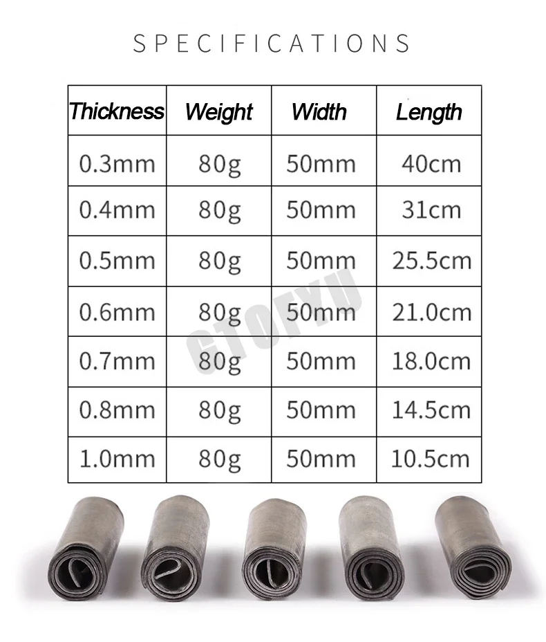 Rollo de estaño de plomo, accesorios de pesca, aparejos de pesca, peso de plomo, 80g y 50mm - imagen 2