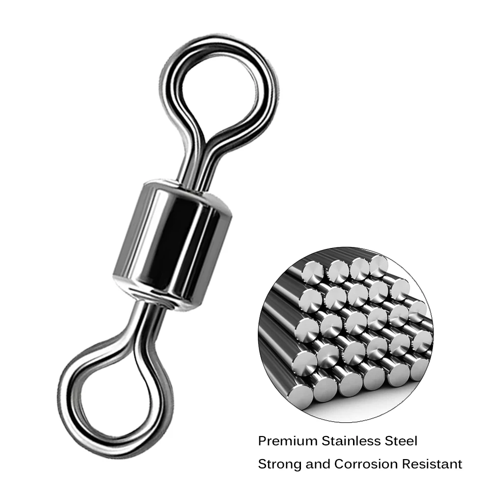 100 Uds. Conector rodante de rodamiento de acero inoxidable, barril giratorio, caja de aparejos, juego de herramientas de línea de señuelo, accesorios de pesca - imagen 5