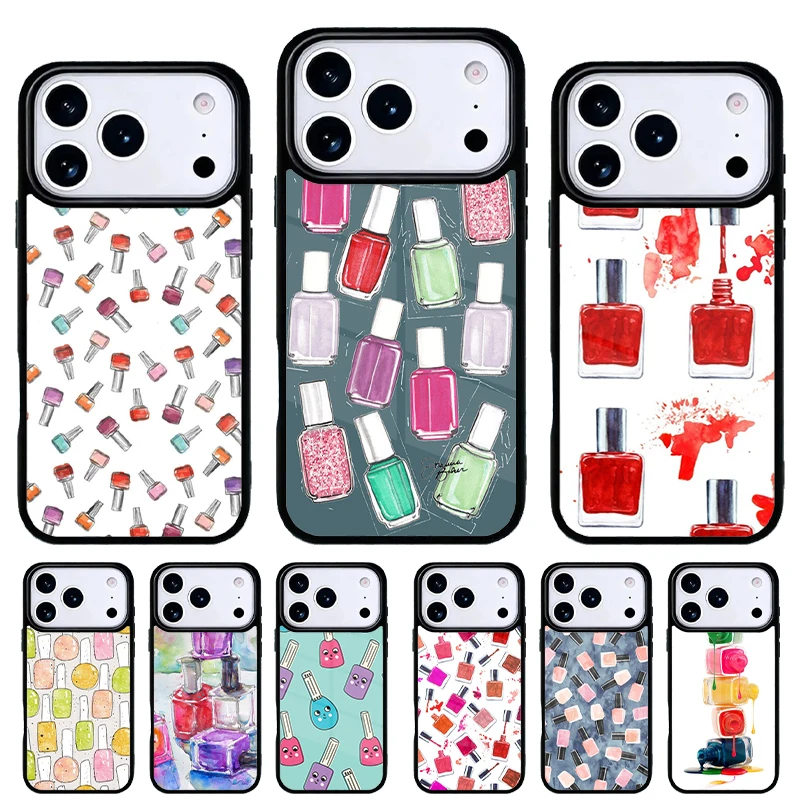 Funda iPhone con diseño de esmalte de uñas para modelos 17 Air a 13 Pro Max