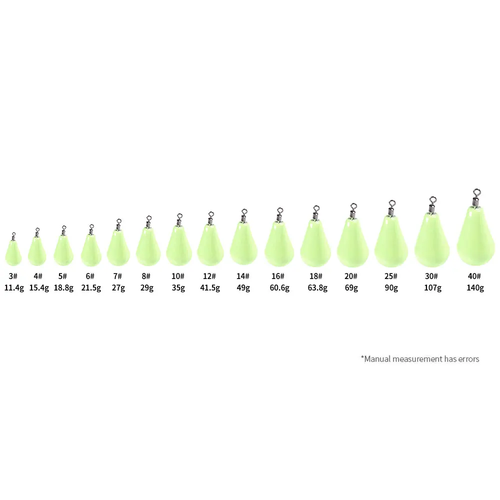 Pesas de plomo fluorescentes luminosas, accesorios de pesca, gotitas de agua, 12g-150g - imagen 3