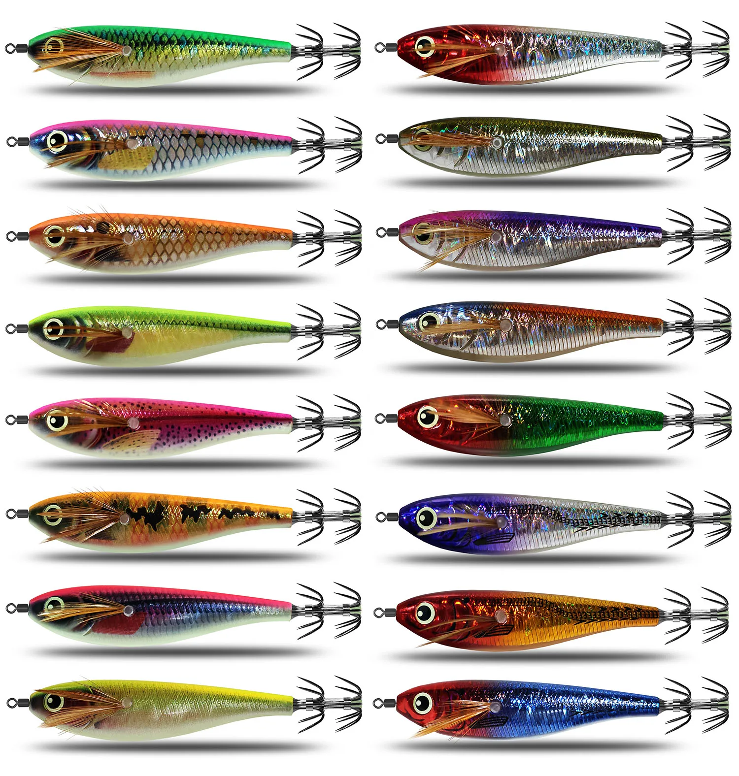 Cebos blandos de calamar para pesca en el mar, luz nocturna simulada, anzuelo de doble capa, Señuelos de Pesca en el océano, cebo falso, 1 Uds. - imagen 3