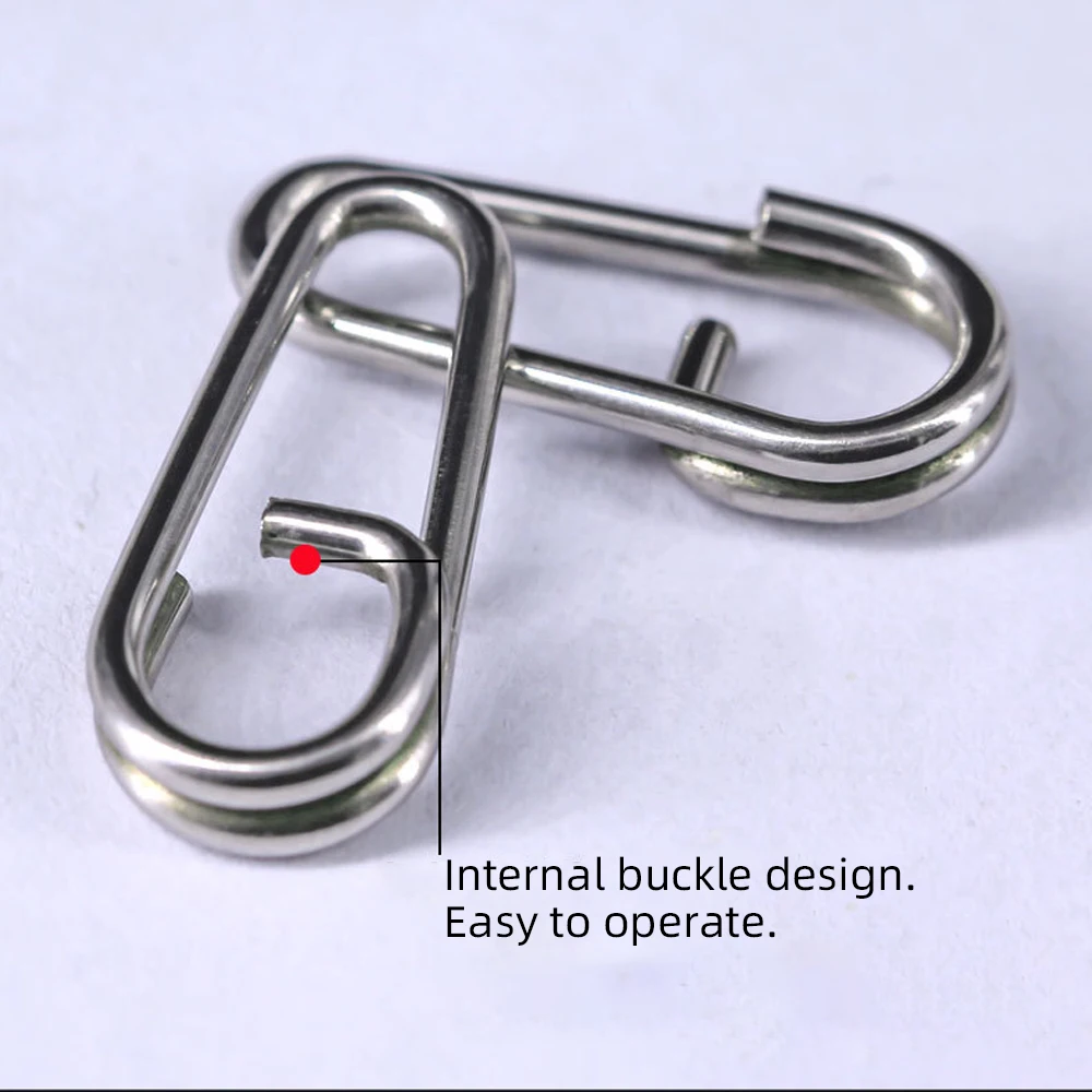 DNDYUJU 20-100 Uds. De anillos divididos ovalados muertos doblados de acero inoxidable, conector de pesca con señuelo, anzuelo de pesca a presión, cebo falso, broche giratorio - imagen 5