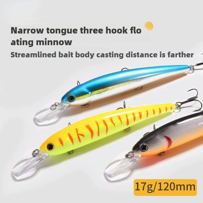 Señuelo de pesca de pececillo flotante de buceo profundo, cebo duro de 12cm/17g, para agua dulce, barco, playa, Mar - imagen 3