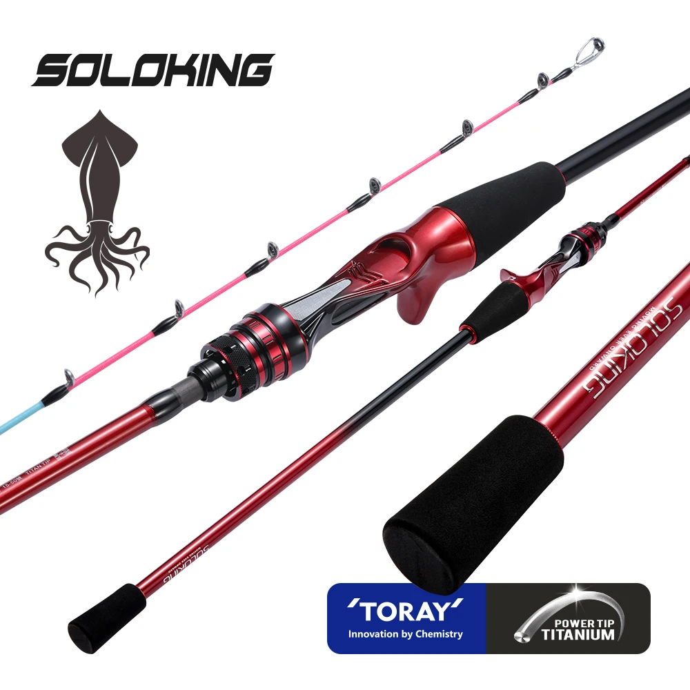 SOLOKING ZENITH FOX-caña de pescar de calamar con arco, punta de Tianium, caña de pescar de sepia, caña de pescar de barco para pulpo webfooteed