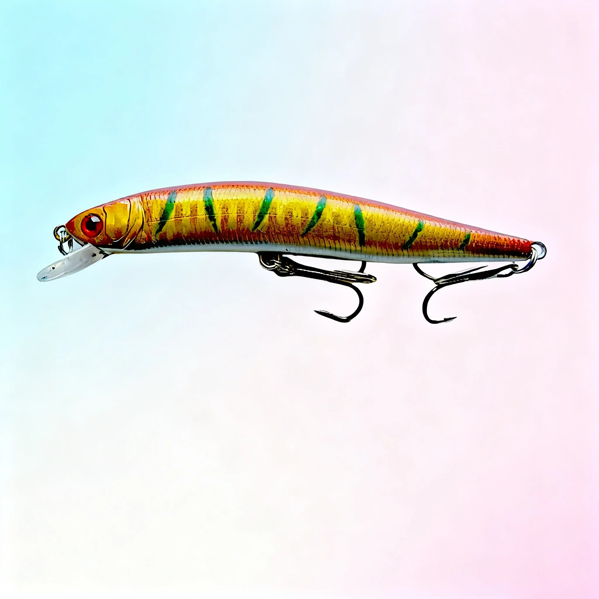 Juego de 10 piezas de cebos Lure Minnow, 10 cm 8,4 g, señuelos flotantes de fundición larga, atracción de peces biónicos 3D, especialmente para lubina y pik - imagen 5
