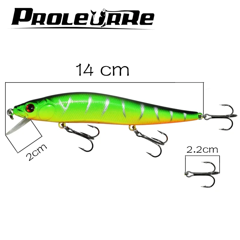 1 pieza Topwater Wobblers ojos 3D señuelo de Pesca 14cm 23,7g Minnow cebo duro Pesca 4 #   Anzuelos Crankbait aparejos de pesca flotantes - imagen 2