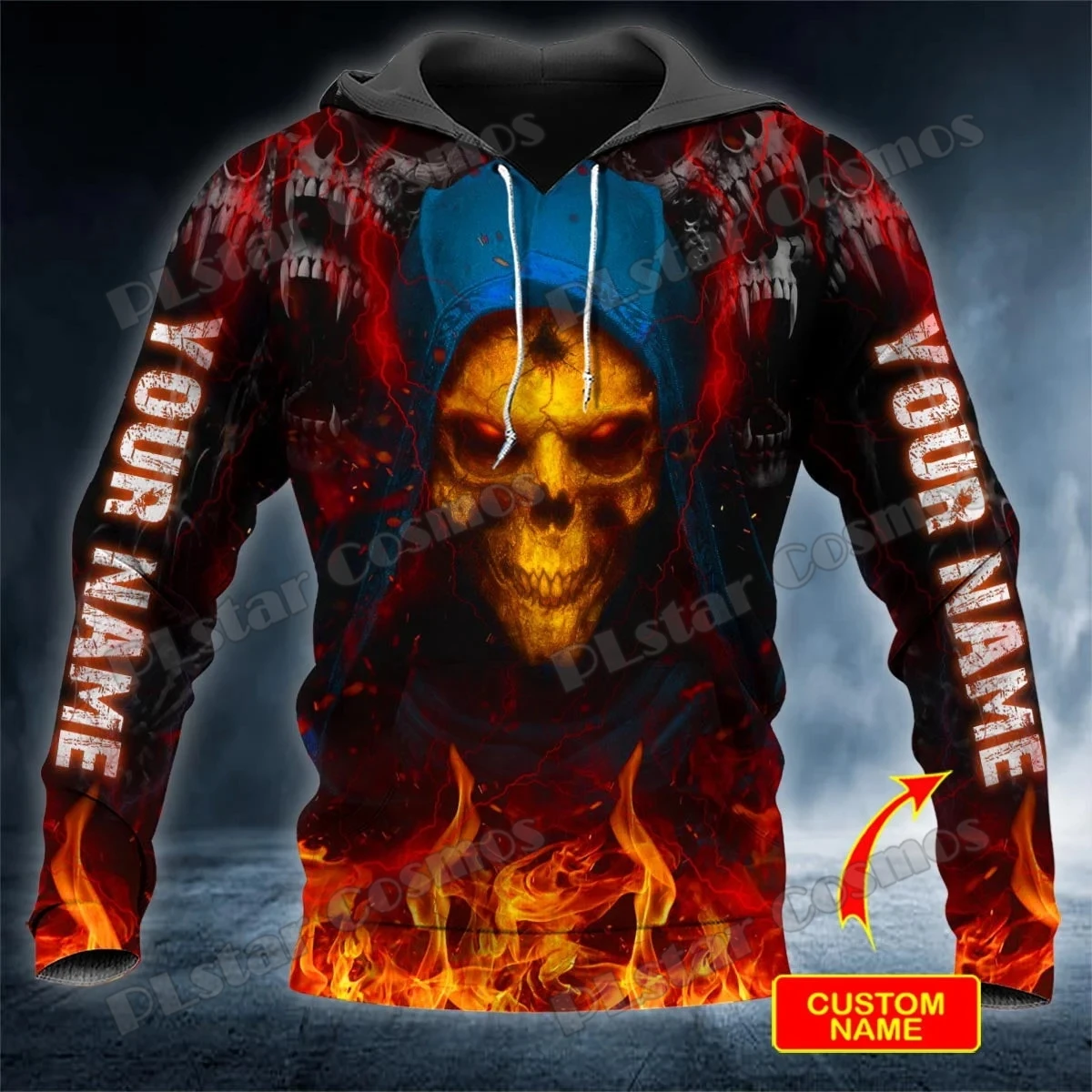 Muerte orando Grim Reaper cráneo nombre personalizado 3D impreso hombres moda sudaderas con capucha otoño Unisex Casual Sudadera con capucha QDY73 - imagen 5