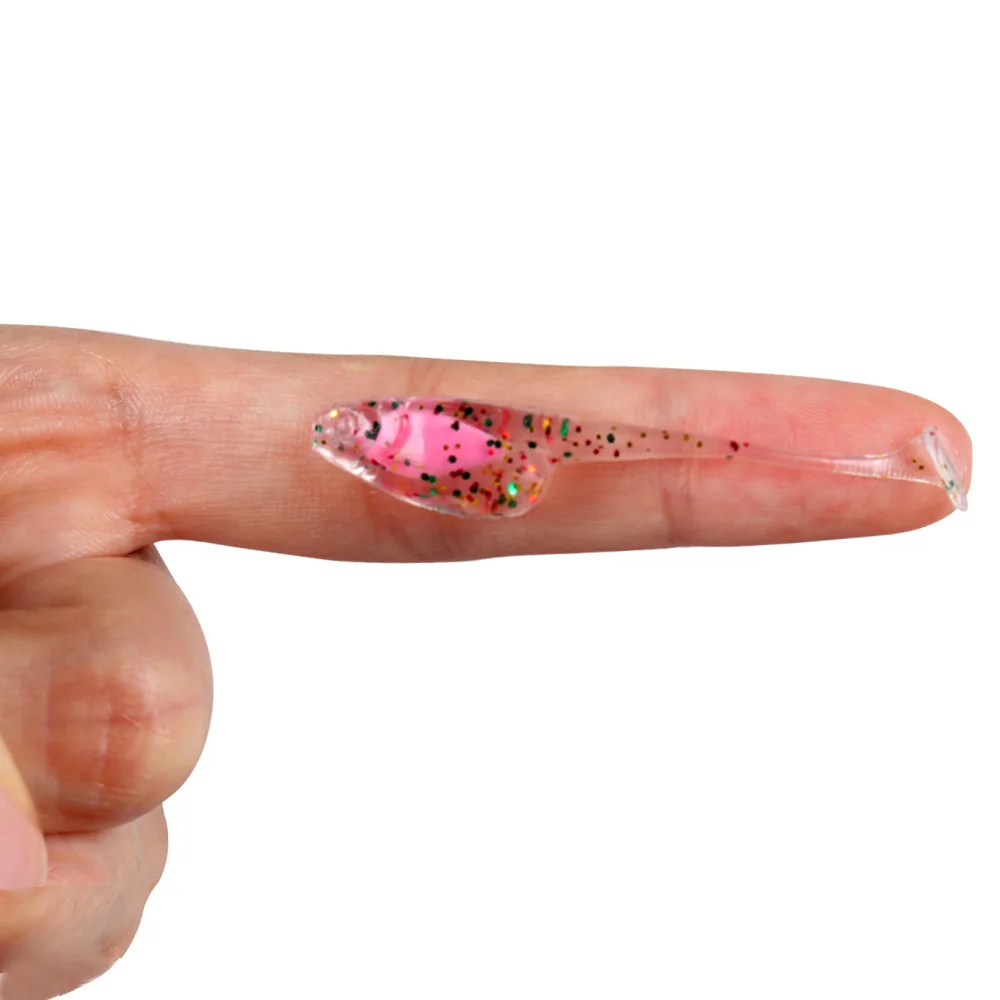 JOHNCOO 5cm 0,8g T Paddle Tail Shad Ajing señuelo de pesca Rockfish goma suave señuelo Artificial cebo lubina pez de silicona trucha señuelo - imagen 4