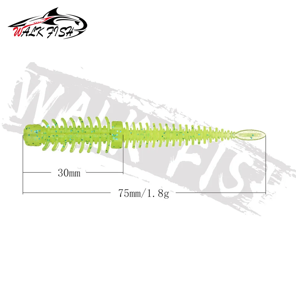 WALK FISH-cebo de gusano flotante TPE, 14 piezas, 75mm, 1,8g, Señuelos de Pesca, carpa, lubina, Isca artificial - imagen 3