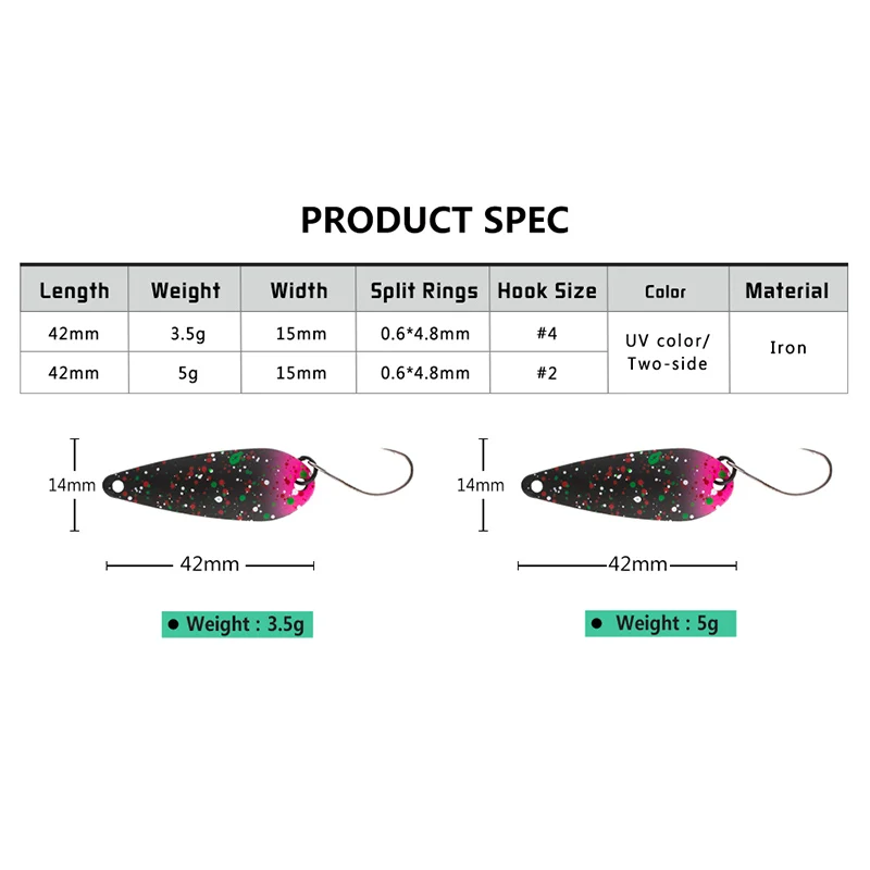 Jerry Aries 3,5g 5g Kit de cuchara de Metal para trucha, cebo giratorio de colores UV, adornos brillantes, lucio, perca, Micro señuelo de Pesca de agua dulce