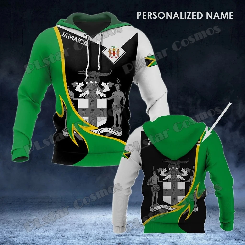 PLstar Cosmos nombre personalizado jamaica escudo de armas y bandera 3D impreso hombres sudaderas con capucha Unisex Casual otoño Sudadera con capucha QDY25 - imagen 2