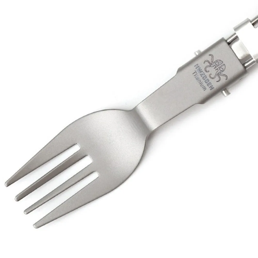 Tenedor plegable de titanio medio pulido, tenedor portátil ligero para acampar, cuchara, Kit de viaje, juego de vajilla plegable para exteriores - imagen 2