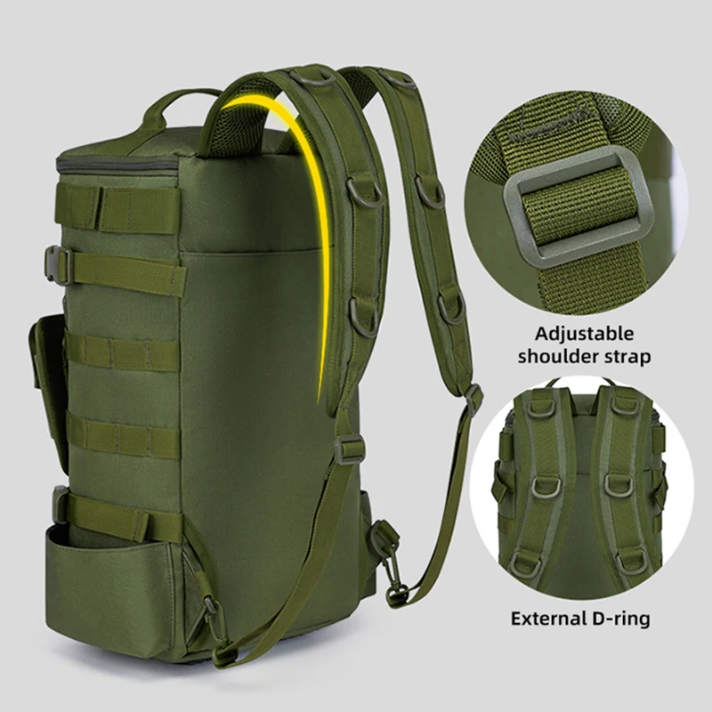 Mochila de pesca táctica, bolsa de aparejos con soportes para caña, almacenamiento de equipo de pescado, Molle, Camping, senderismo, bolsa multifuncional al aire libre - imagen 5