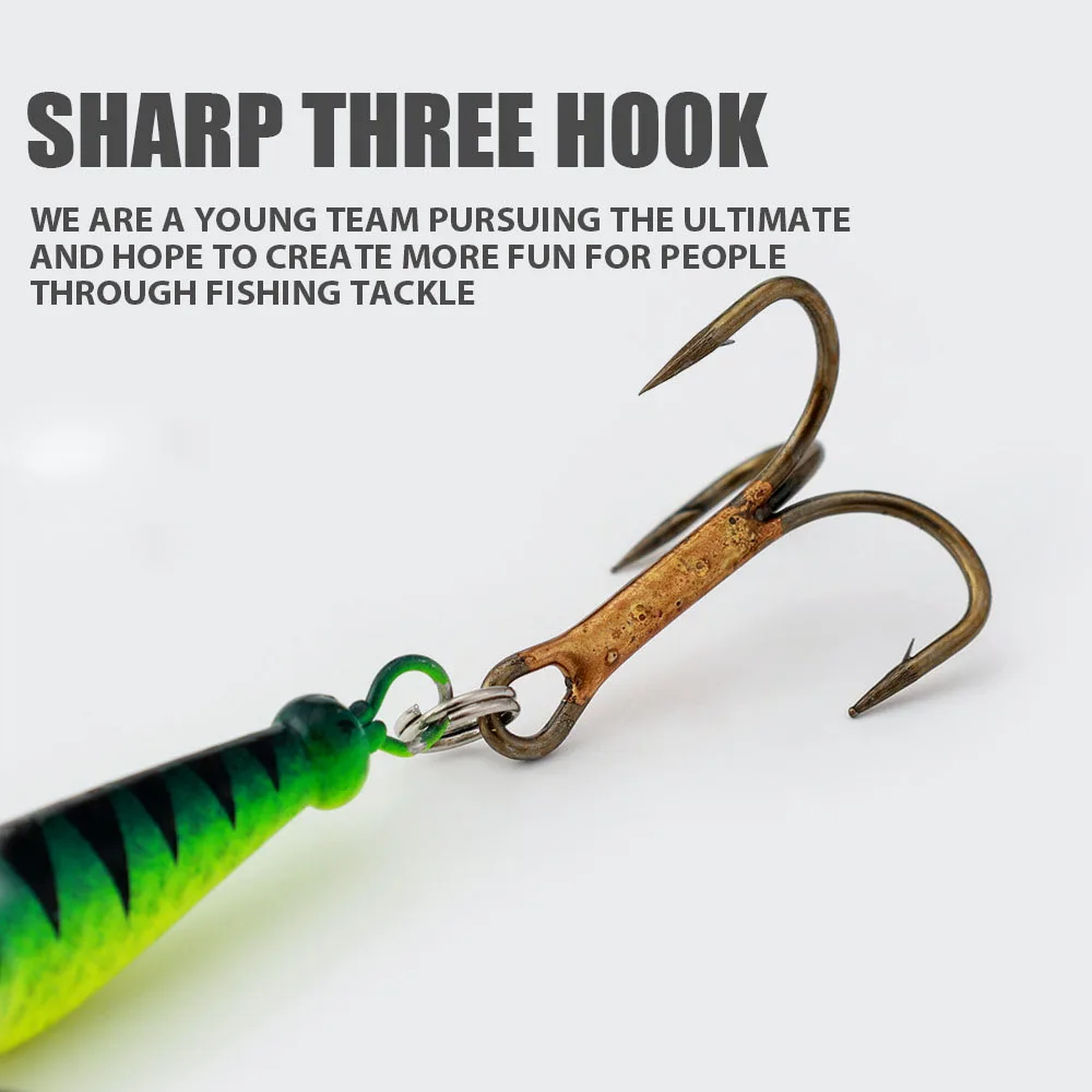 Señuelos de pesca giratorios de Metal, 11g, 15g, 18g, lentejuelas, Iscas, cebos artificiales, VIB de Metal, carpa dura, Lucio, anzuelo triple - imagen 5