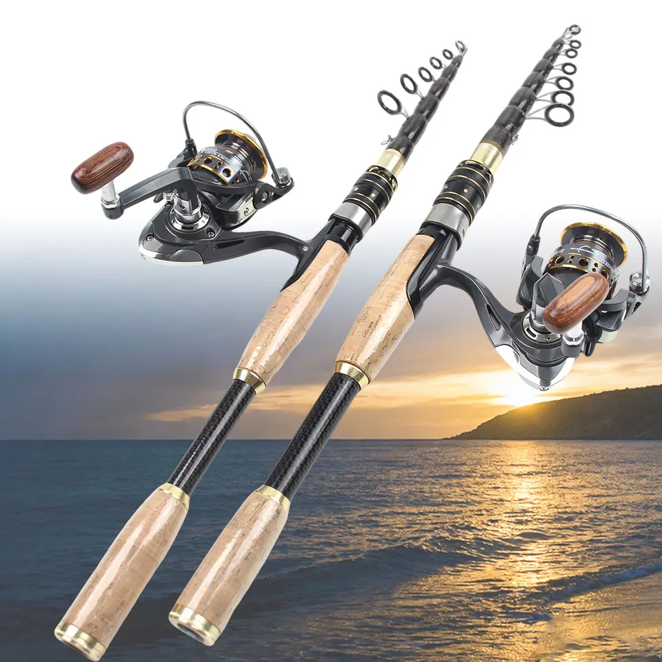 Caña de señuelo de bolsillo portátil, carbono telescópico ultracorto, mango de corcho, agua dulce, agua salada, pesca Universal en movimiento al aire libre - imagen 3