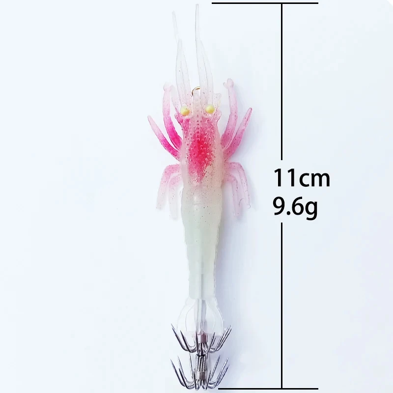 Señuelo de pesca suave de camarón, 1 unidad, 10g11cm, brillo, pulpo, sepia, anzuelo de calamar, cebo Artificial, aparejos de pesca - imagen 3