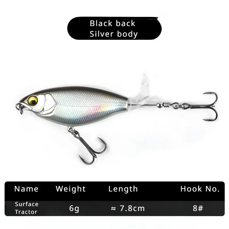 Cebo Lua de 5 piezas, cebos falsos, tractores flotantes, lazos de superficie, hélices de lápiz para freír, pesca en agua dulce, lubina, señuelo de pez negro - imagen 4