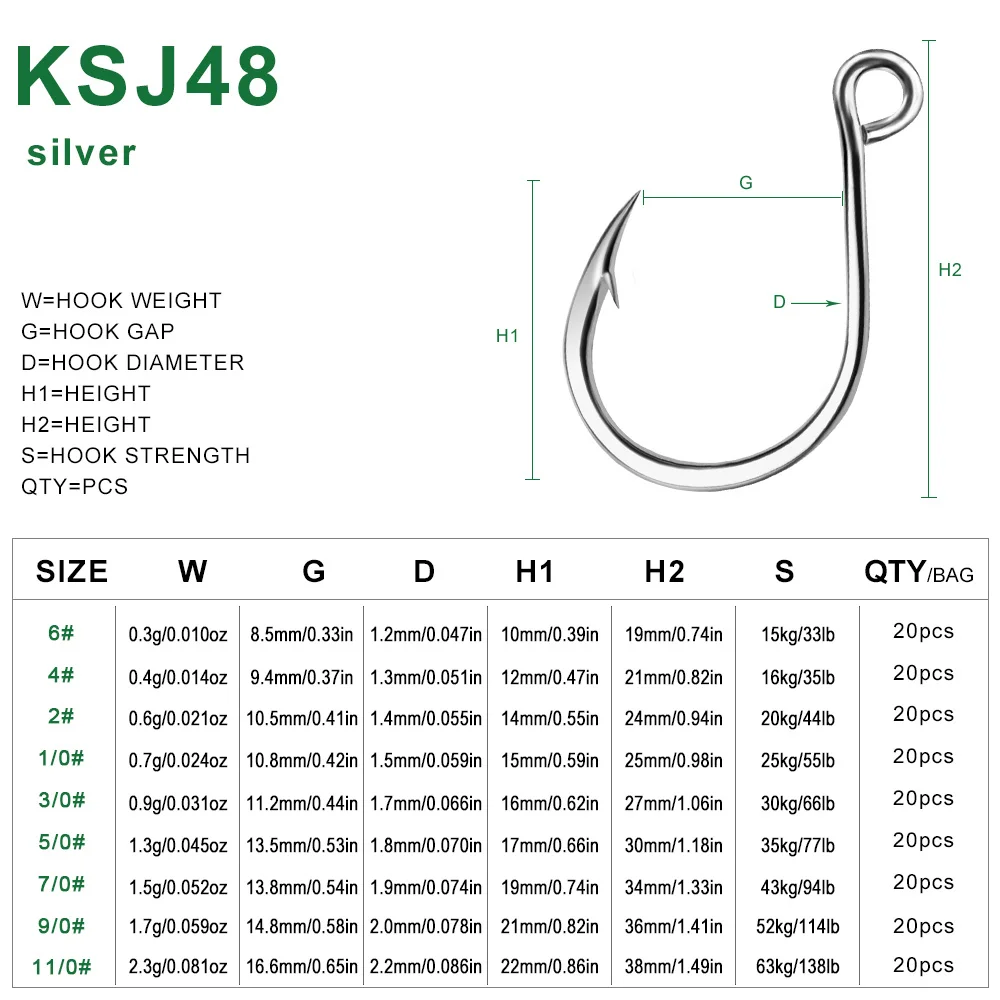 PROBEROS 20 piezas anzuelo de pesca Jigging carpa ojo gusano púas anzuelos en línea agua salada accesorios de pesca de acero rico en carbono - imagen 5