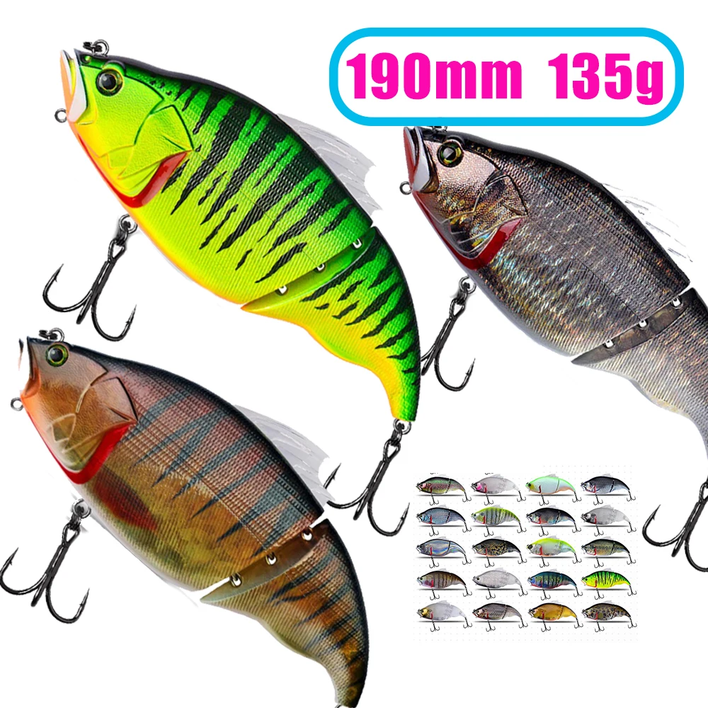 135g señuelos de vapor grandes cebos duros 2 cebos de lubina articulados Crankbait cebo duro Artificial flotante Wobbler trucha VIB pesca vibración