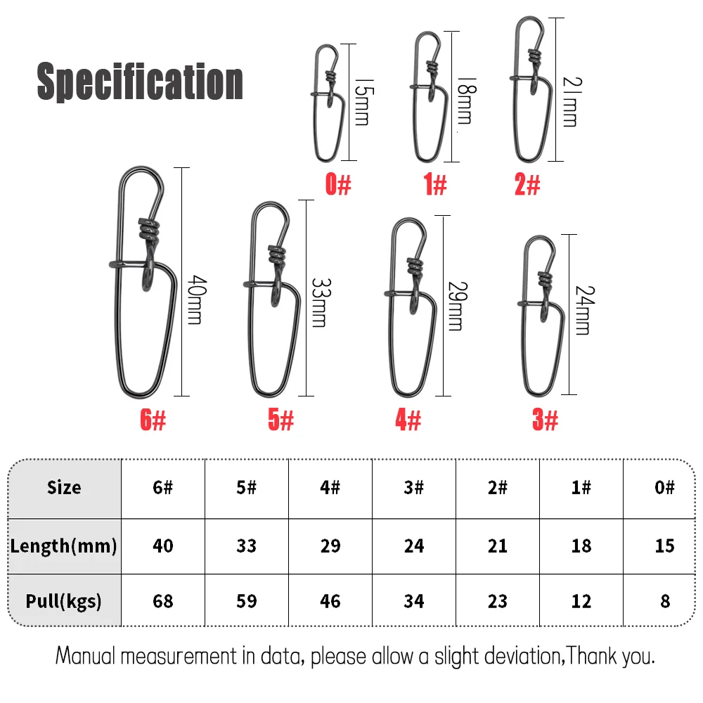 Pin de seguridad con cierre interior de doble seguro de acero inoxidable, Conector de anzuelo de señuelo de pesca, accesorios de aparejos de pesca de agua salada - imagen 5