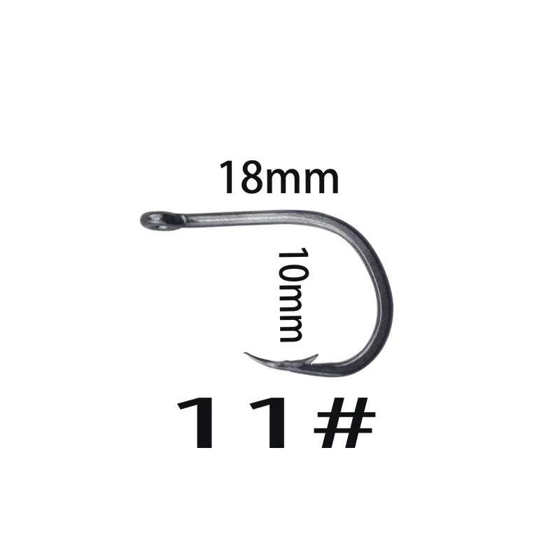 100 unids/lote anzuelos de Pesca de carpa de acero rico en carbono en anzuelos con mosca anzuelo de púas grande Pesca 2 # -13 #   Herramientas de accesorios de pesca