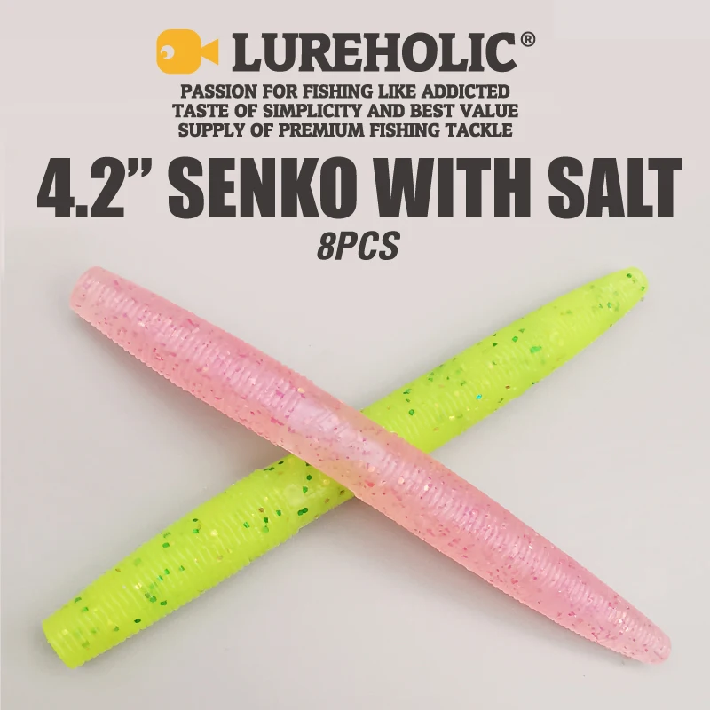 LUREHOLIC 4,2 "10cm7g Senko con una gran cantidad de sal añadido hundimiento rápido Crazy Shaking cebos de gusanos blandos para pesca con señuelo de lubina - imagen 3