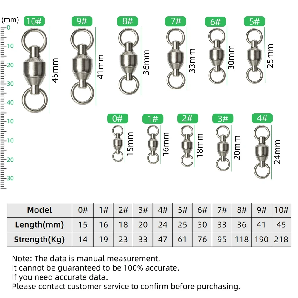 DNDYUJU 10 Uds conector de pesca de acero inoxidable rodamiento giratorio accesorios de pesca rodamiento de bolas giratorio potente aparejos de anzuelo - imagen 2
