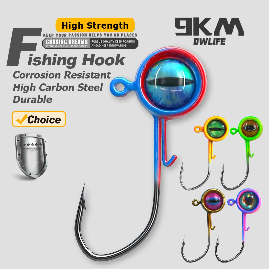 Gancho de cabeza microjig de 9 KM con ojos 3,5 g ~ 10 g para cebo blando, para agua salada y agua dulce 40 piezas